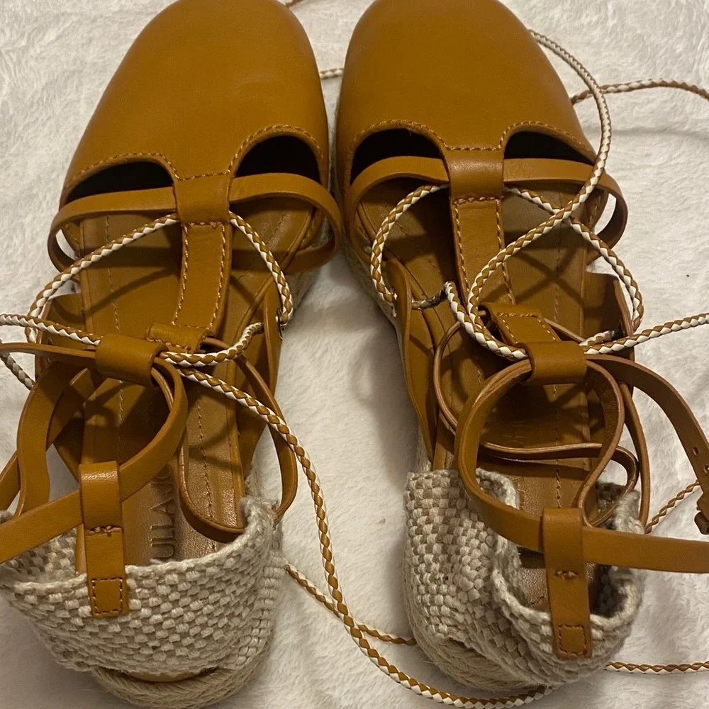 ULLA JOHNSON Brown Espadrille Lace-Up Women's Shoes